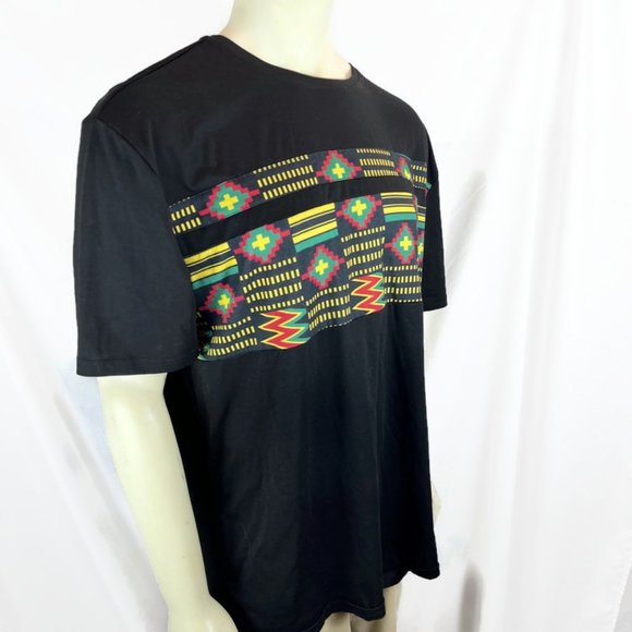 D'iyanu African Print T-Shirt Black XXL Short Sleeve - Picture 5 of 6
